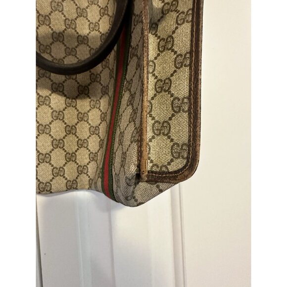 Vintage Gucci Monogram Green Red Tote Hand Bag - Picture 4 of 6